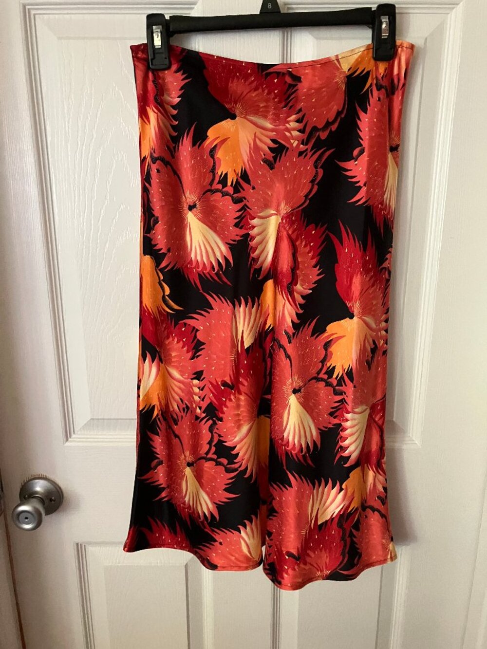 BCBG Maxazria ladies' skirt Silk Orange/Black Size 8